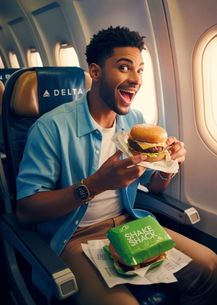 Passengers Reactions on the shake shack burgers provided by delta