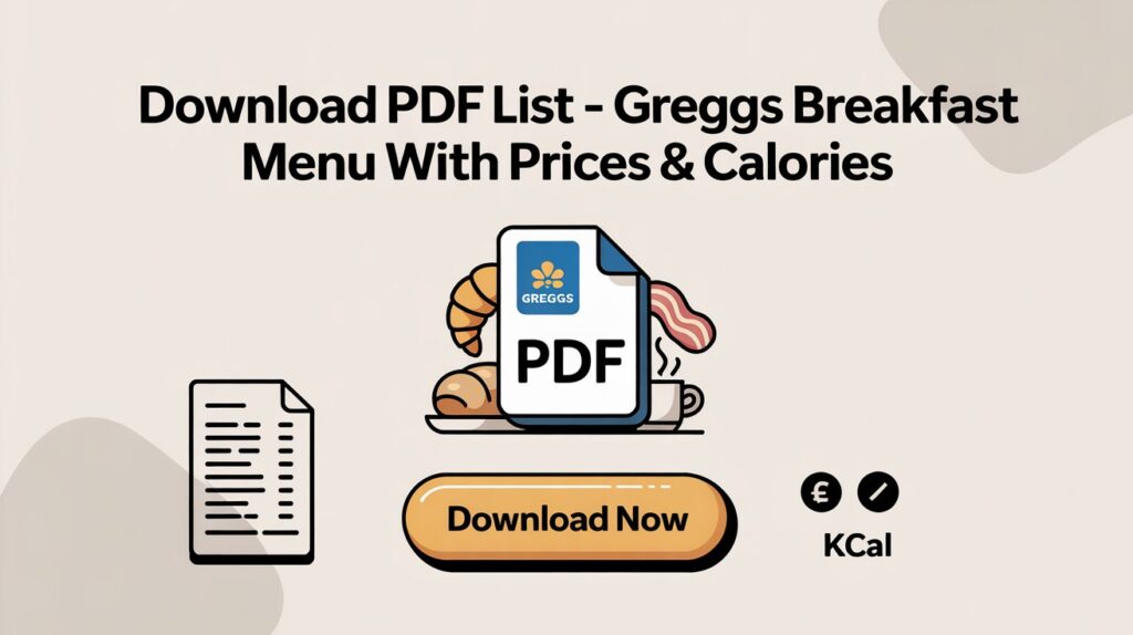 Download Greggs Breakfast Menu List PDF with Prices and Calories